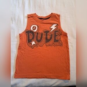 Crazy 8 boys size 4 orange Dude tank top shirt VGUC